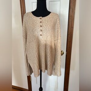 Hem & Thread Cream Button-Up Knit Top